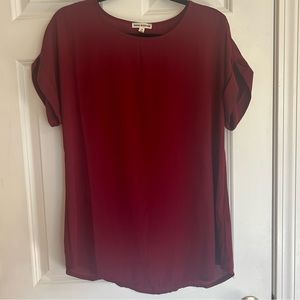 Zenena Outfitters Red Cuffed Sleeve Top-M